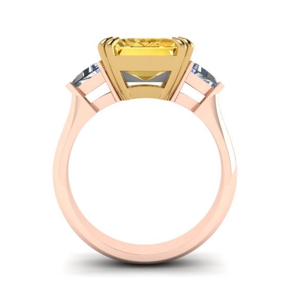 Emerald Cut Yellow Sapphire Ring Rose Gold,  Enlarge image 2