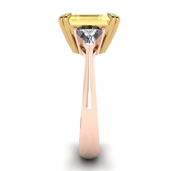Emerald Cut Yellow Sapphire Ring Rose Gold, More Image 1
