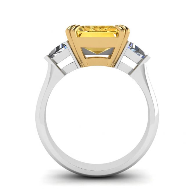 Emerald Cut Yellow Sapphire Ring White Gold - Photo 1