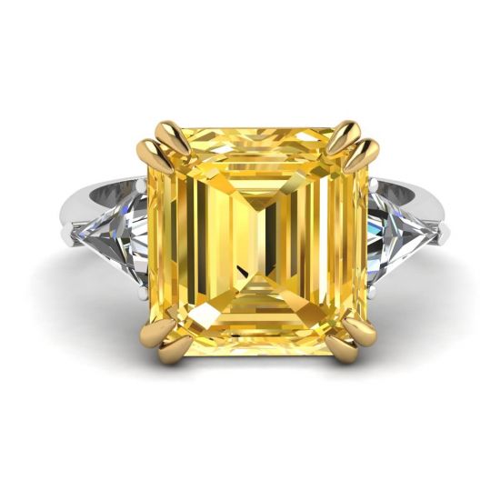 Emerald Cut Yellow Sapphire Ring White Gold, Enlarge image 1