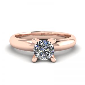 Solitaire Diamond Ring V-shape Rose Gold