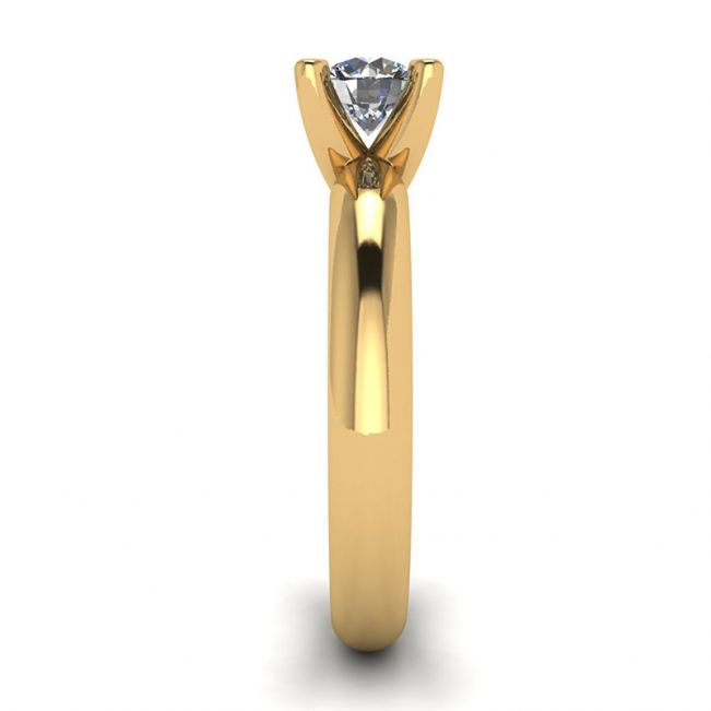 Solitaire Diamond Ring V-shape Yellow Gold - Photo 2