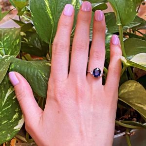 Three Stone Ring with Sapphire White Gold - Photo 4