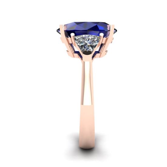 Three Stone Ring with Sapphire Rose Gold, More Image 1