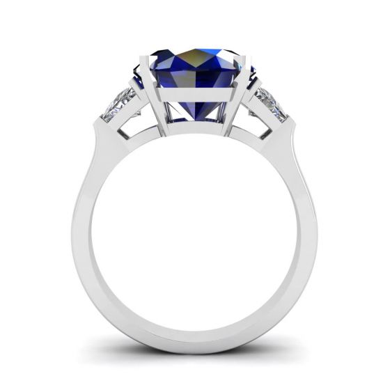 Three Stone Ring with Sapphire White Gold,  Enlarge image 2