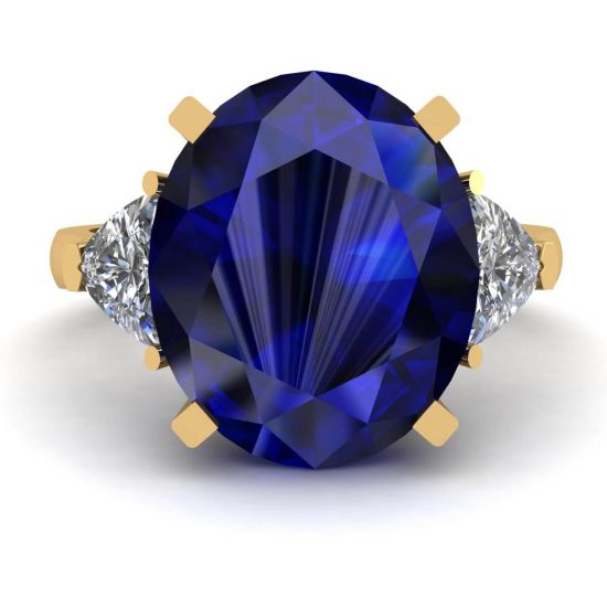 Three Stone Ring with Sapphire Yellow Gold, Image 1