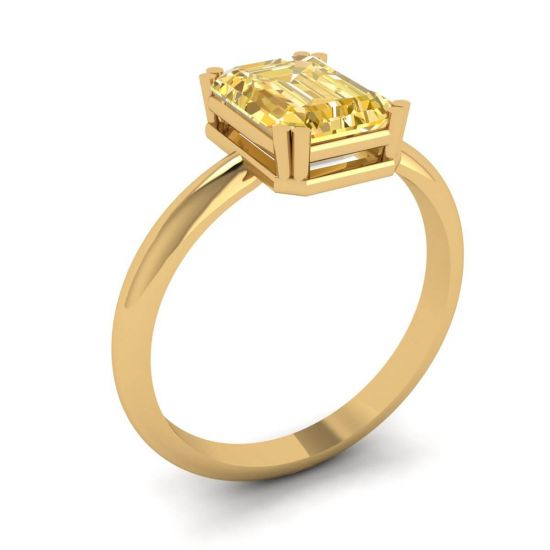 2 carat Emerald Cut Yellow Sapphire Ring Yellow Gold,  Enlarge image 4