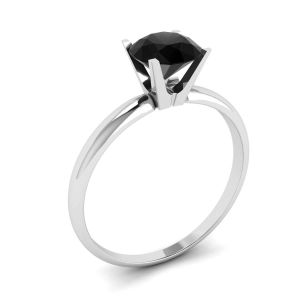Black Diamond V Setting Ring White Gold - Photo 3