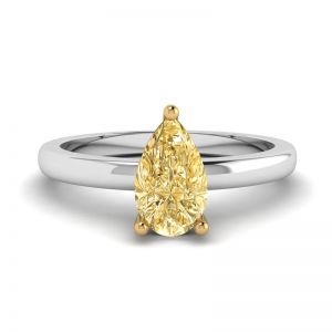 Pear Yellow Diamond Solitaire Ring