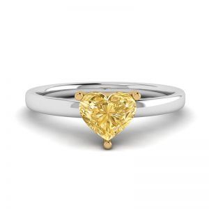 Heart Yellow Diamond Solitaire Ring