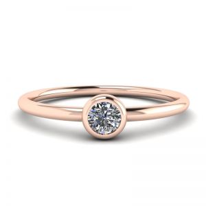 Round Diamond Small Ring La Promesse Rose Gold