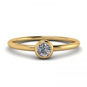 Round Diamond Small Ring La Promesse Yellow Gold