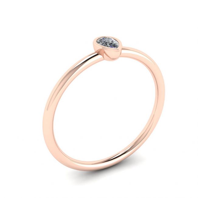 Pear Diamond Small Ring La Promesse Rose Gold - Photo 3
