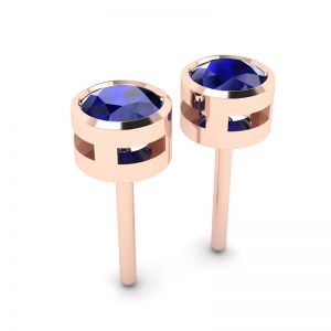 Sapphire Stud Earrings in Rose Gold - Photo 2