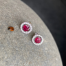 Ruby Stud Earrings with Detachable Diamond Halo Jacket, Image 6