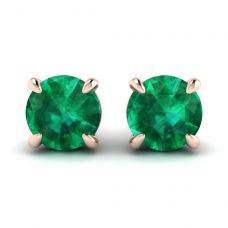 Classic Emerald Stud Earrings Rose Gold
