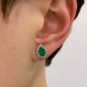 Pear-Shaped Emerald with Diamond Halo Earrings Yellow Gold, Image 4
