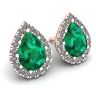 Pear-Shaped Emerald with Diamond Halo Earrings Rose Gold, Image 2