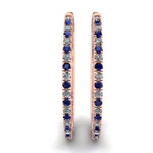 Hoop Sapphire and Diamond Earrings Rose Gold - Photo 2