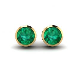 Emerald Stud Earrings in Yellow Gold