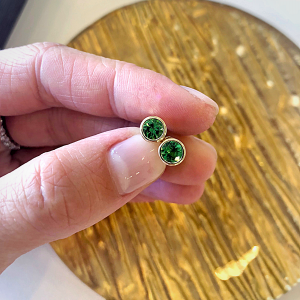 Emerald Stud Earrings in Rose Gold - Photo 3