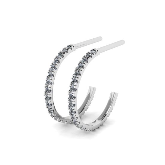 Hoop Earrings with Diamonds in White Gold, Enlarge image 1