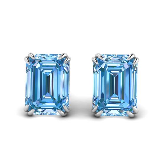 Blue Topaz Stud Earrings, Enlarge image 1