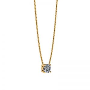 Classic Solitaire Diamond Necklace on Thin Chain Yellow Gold - Photo 1