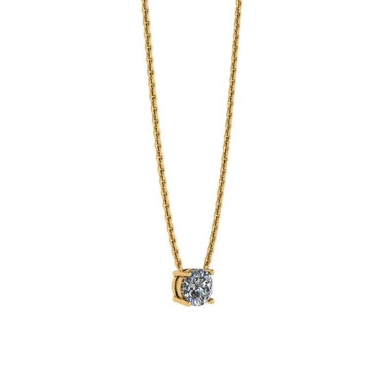Classic Solitaire Diamond Necklace on Thin Chain Yellow Gold, More Image 0