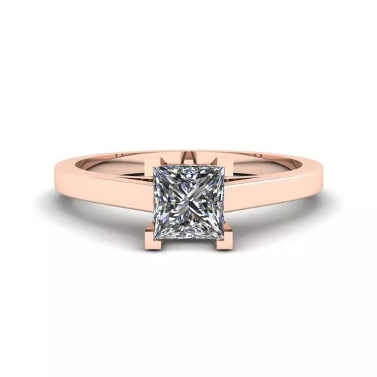 Princess Cut Diamond Ring in 18K Rose Gold, Enlarge image 1