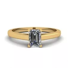 Classic Emerald Cut Diamond Solitaire Ring  Yellow Gold