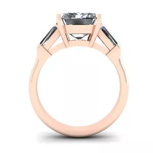 Three-Stone Emerald and Baguette Diamond Engagement Ring Rose Gold - Photo 1