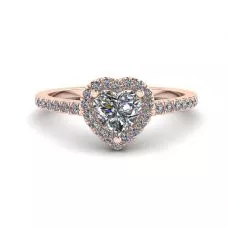 Heart Diamond Halo Engagement Ring Rose Gold