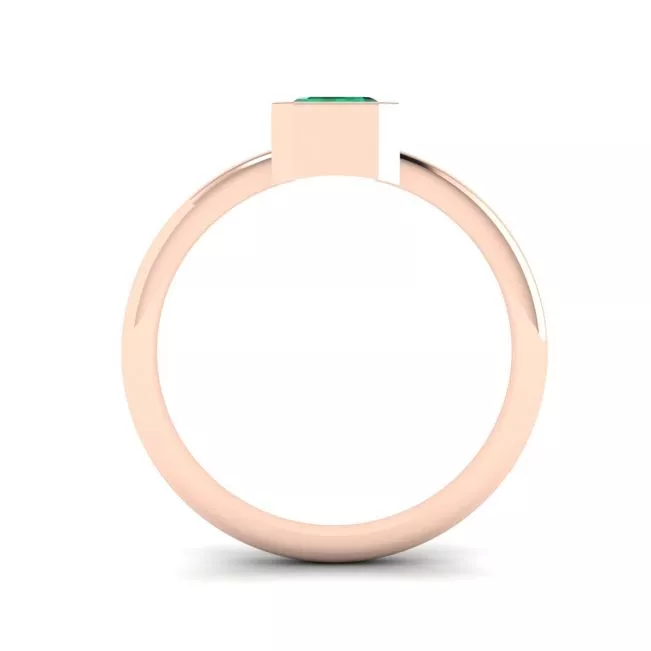 Stylish Square Emerald Ring in 18K Rose Gold - Photo 1