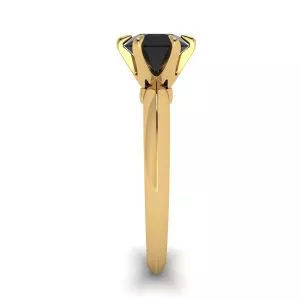 Engagement Ring Yellow Gold  1 carat Black Diamond  - Photo 2