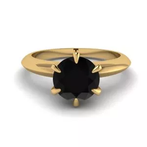 Engagement Ring Yellow Gold  1 carat Black Diamond 
