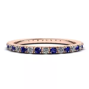 Riviera Pave Sapphire and Diamond Eternity Ring Rose Gold