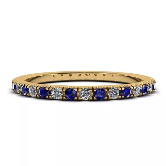 Riviera Pave Sapphire and Diamond Eternity Ring  Style Yellow Gold, Enlarge image 1
