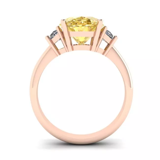 Oval Yellow Diamond with Side Half-Moon White Diamonds Rose Gold - Photo 1