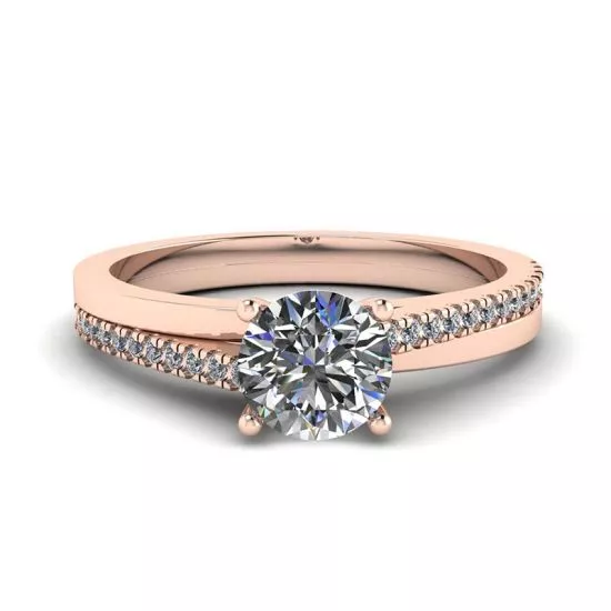 Asymmetrical Side Pave Engagement Ring Rose Gold, Enlarge image 1