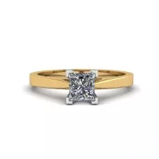 Futuristic Style Princess Cut Diamond Ring in Yellow Gold