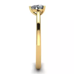 Simple Flat Ring with Heart Diamond Yellow Gold - Photo 2