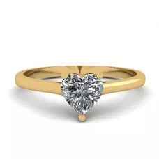 Simple Flat Ring with Heart Diamond Yellow Gold
