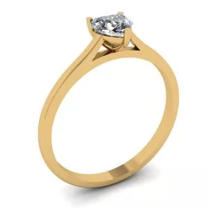 Simple Flat Ring with Heart Diamond Yellow Gold - Photo 3
