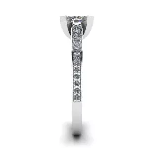Designer Ring with Round Diamond and Pave - Photo 2