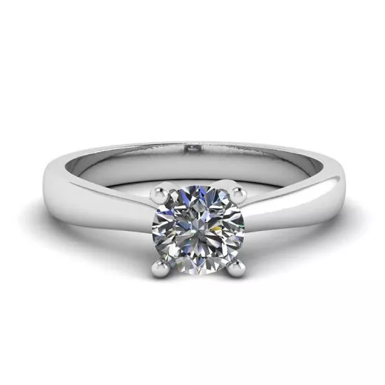 Crossing Prongs Ring with Round Diamond, Enlarge image 1