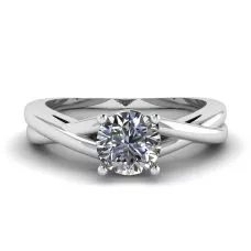 X Cross Ring with Round Diamond