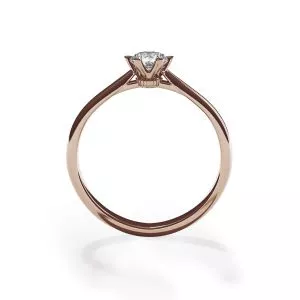 Crown diamond 6-prong engagement ring in rose gold - Photo 1