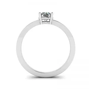 Round Diamond Solitaire Simple 18K White Gold Ring - Photo 1