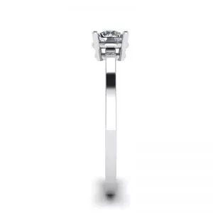 Round Diamond Solitaire Simple 18K White Gold Ring - Photo 2